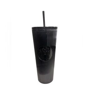 Starbucks Black Pleated Metallic Plastic Cold Cup – 24 fl oz